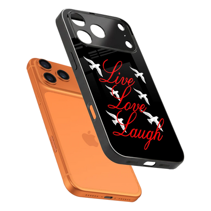 Live Love Laugh sleek iphone 17 pro cover with tempered glass back and TPU edges