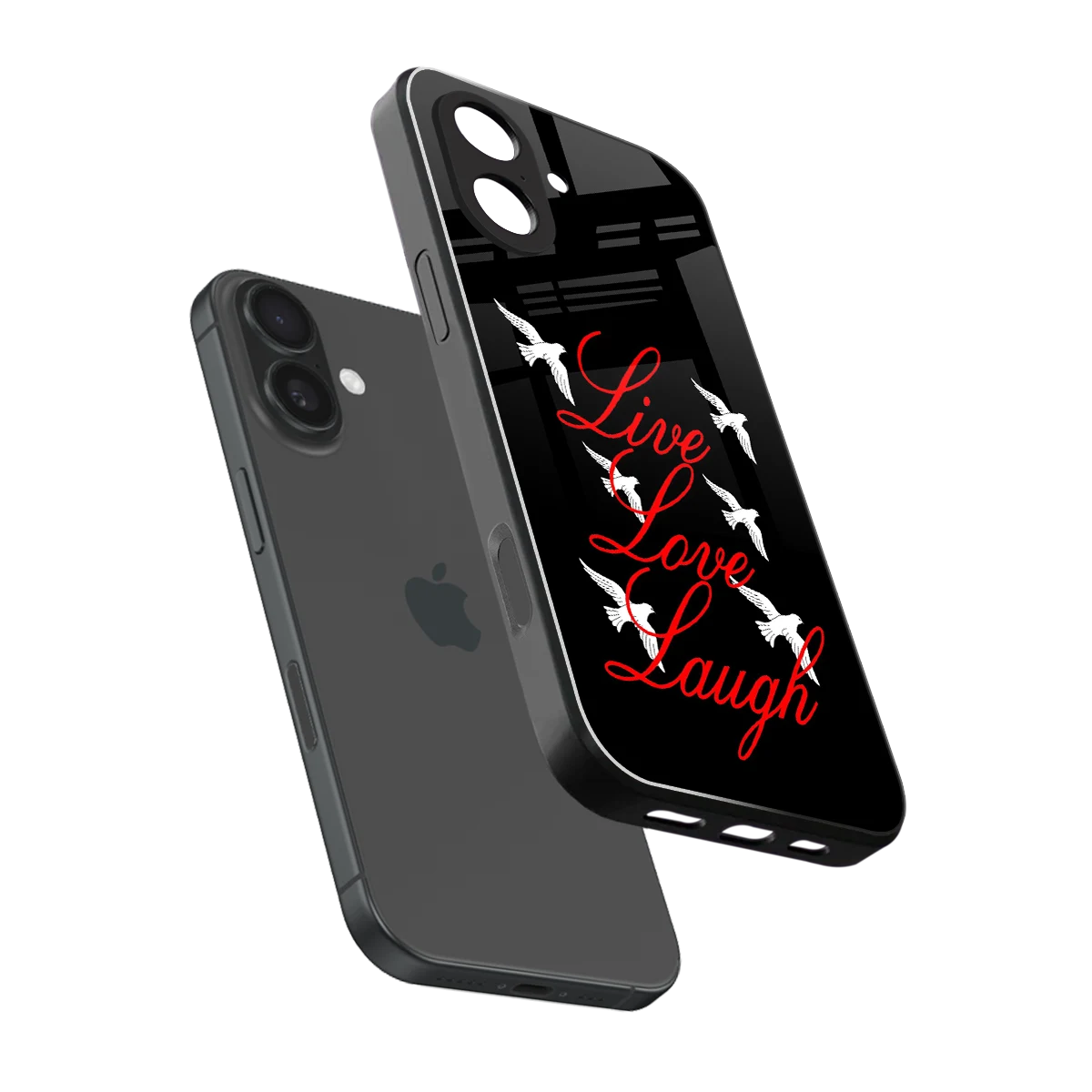 Live Love Laugh sleek iphone 17 cover with tempered glass back and TPU edges