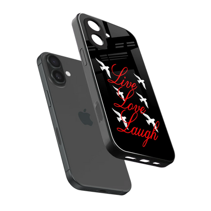 Live Love Laugh sleek iphone 17 cover with tempered glass back and TPU edges