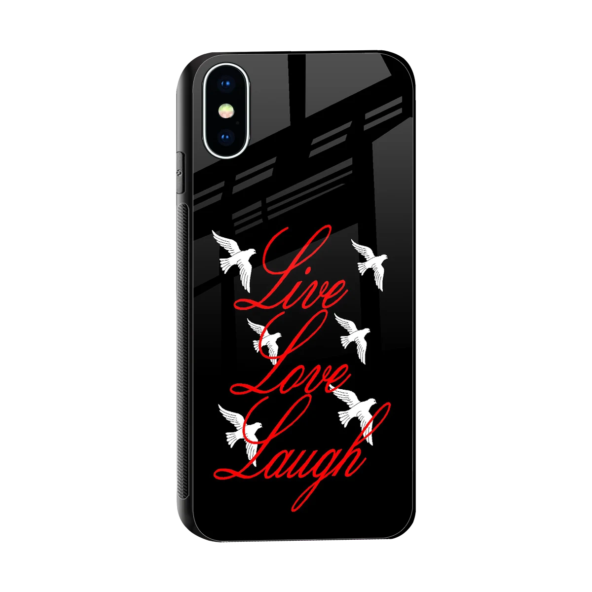 Live Love Laugh sleek iphone x cover with tempered glass back and TPU edges
