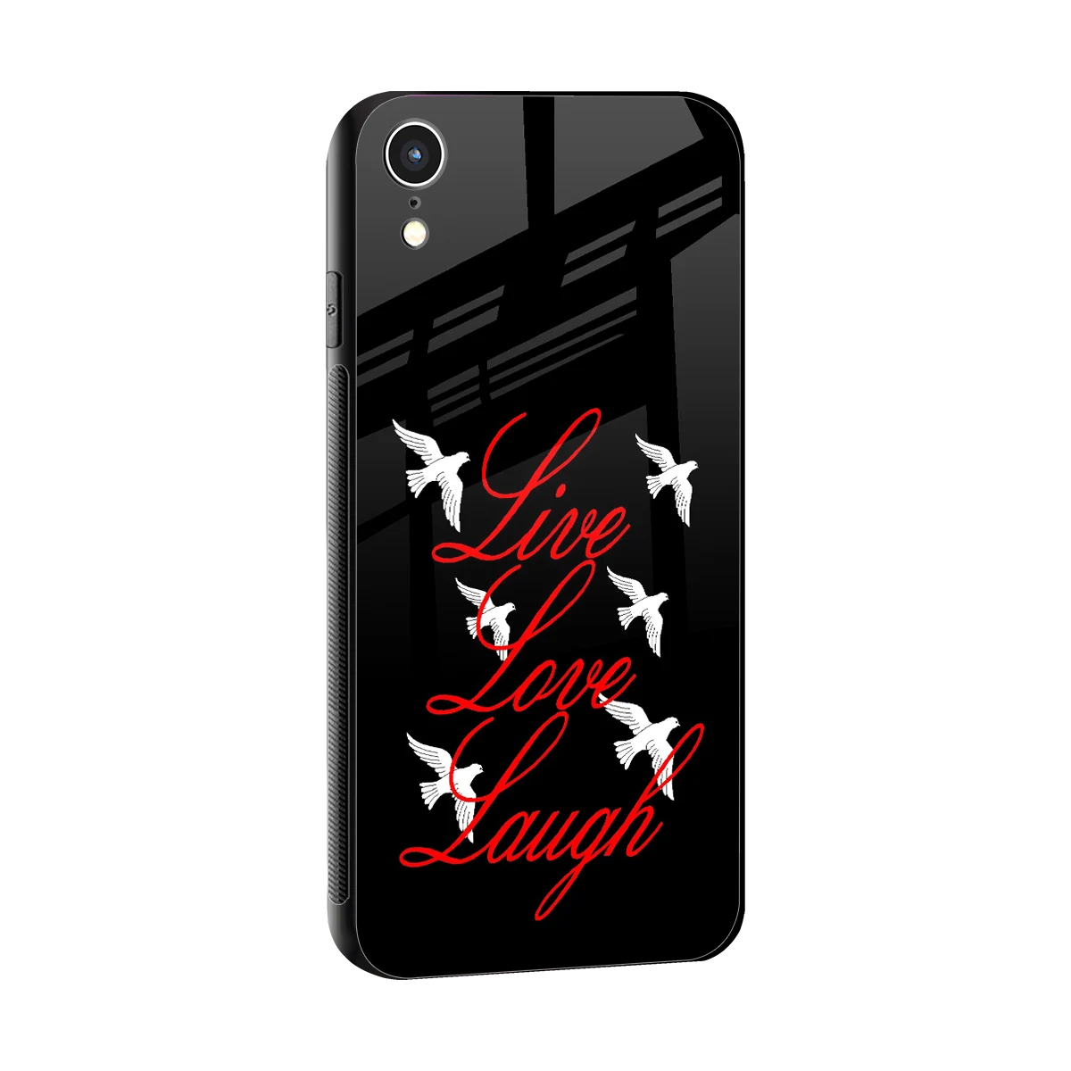 Live Love Laugh sleek iphone xr cover with tempered glass back and TPU edges