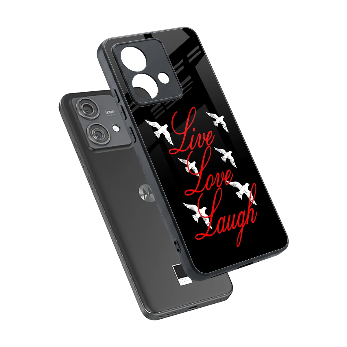Live Love Laugh sleek motorola edge 40 neo 5g cover with tempered glass back and TPU edges