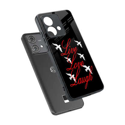 Live Love Laugh sleek motorola edge 40 neo 5g cover with tempered glass back and TPU edges