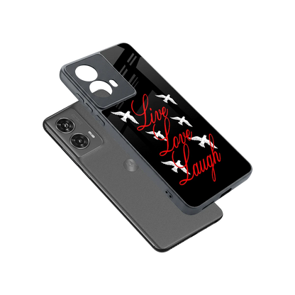 Live Love Laugh sleek motorola edge 50 fusion cover with tempered glass back and TPU edges