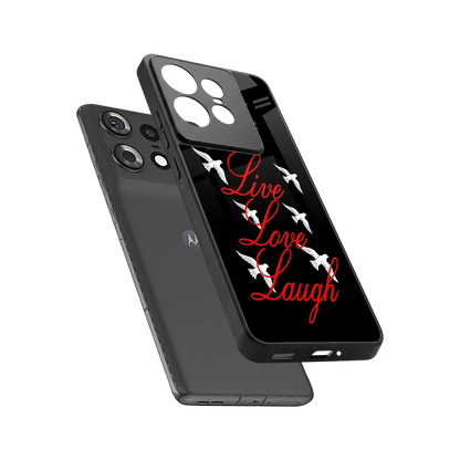 Live Love Laugh sleek motorola edge 50 pro cover with tempered glass back and TPU edges