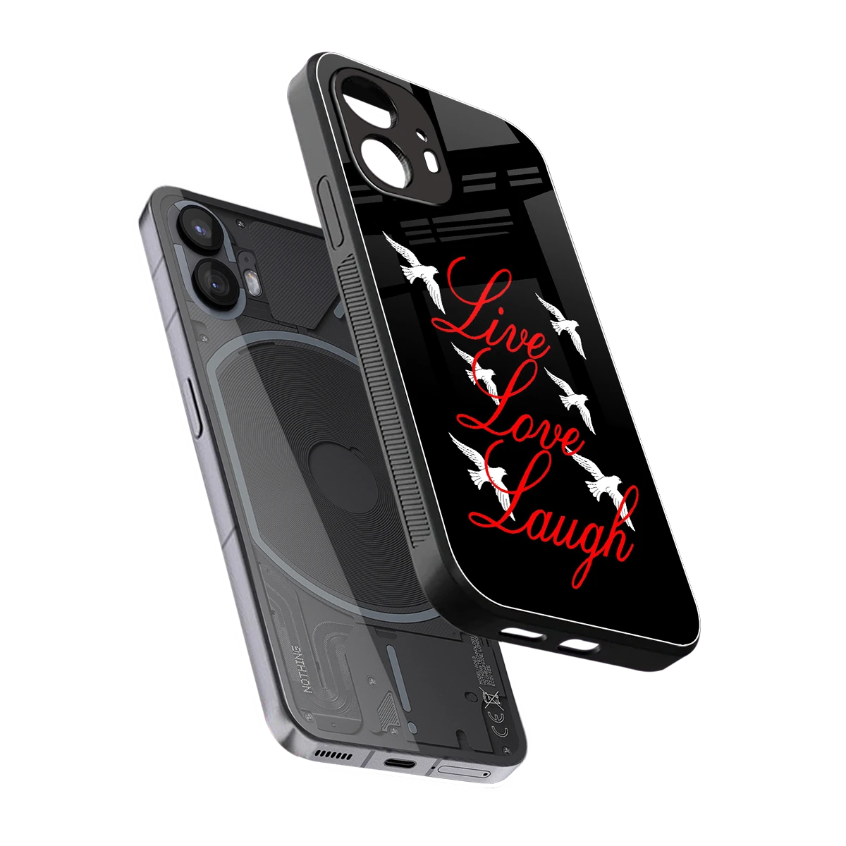 Live Love Laugh sleek nothing phone 2 cover with tempered glass back and TPU edges