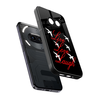 Live Love Laugh sleek nothing phone 2a plus cover with tempered glass back and TPU edges