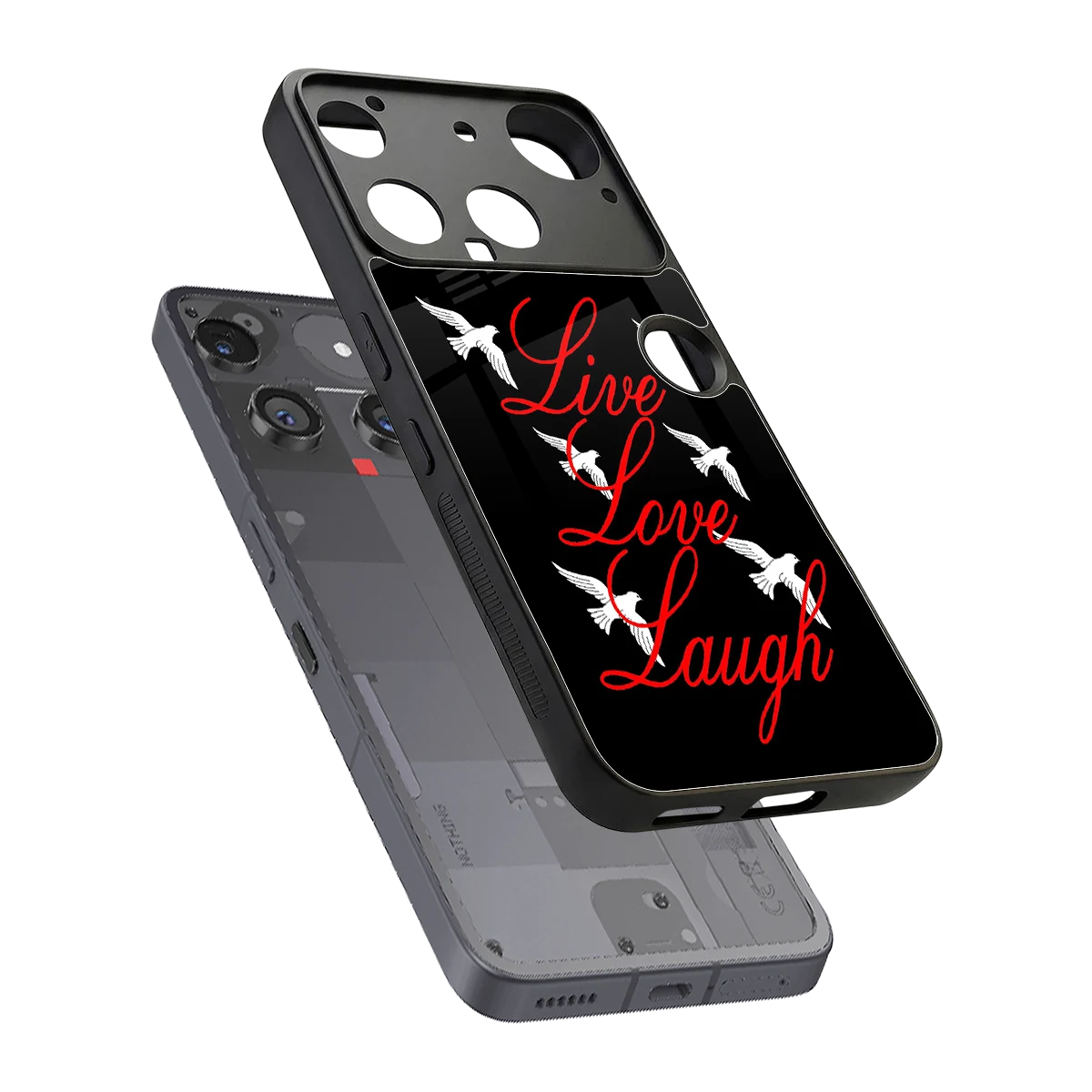 Live Love Laugh sleek nothing phone 3 cover with tempered glass back and TPU edges