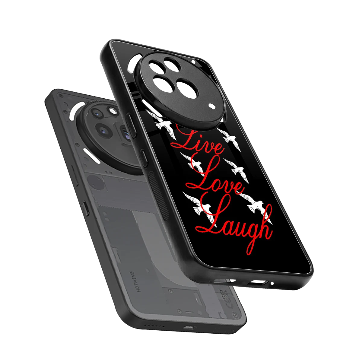 Live Love Laugh sleek nothing phone 3a pro cover with tempered glass back and TPU edges