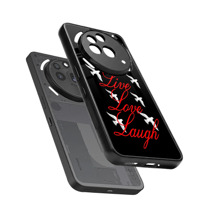 Live Love Laugh sleek nothing phone 3a pro cover with tempered glass back and TPU edges