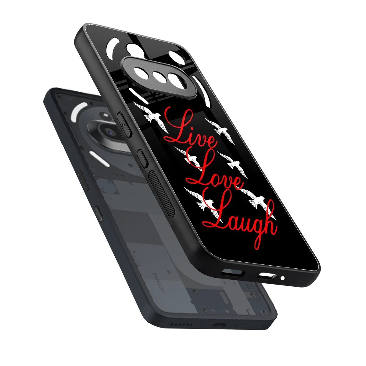 Live Love Laugh sleek nothing phone 3a cover with tempered glass back and TPU edges