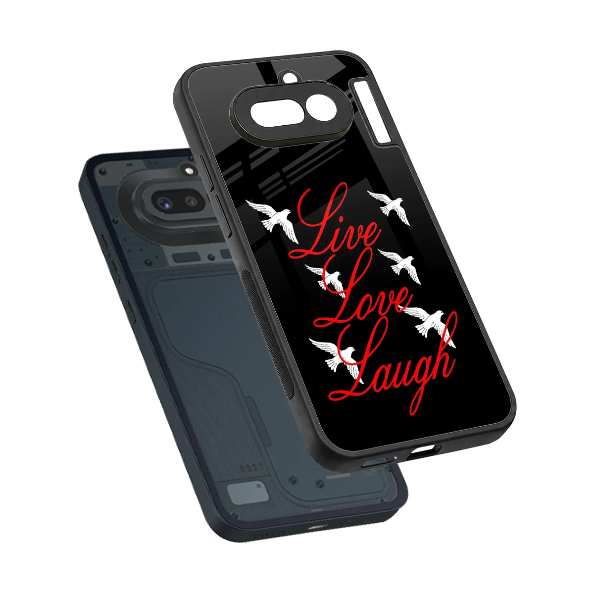 Live Love Laugh sleek nothing phone 4a cover with tempered glass back and TPU edges