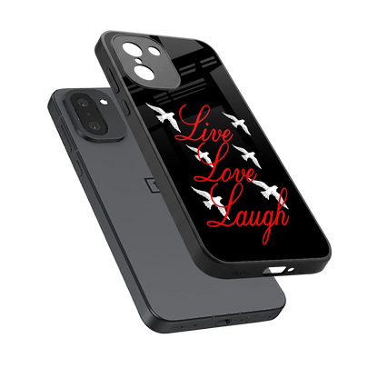 Live Love Laugh sleek oneplus 15r cover with tempered glass back and TPU edges