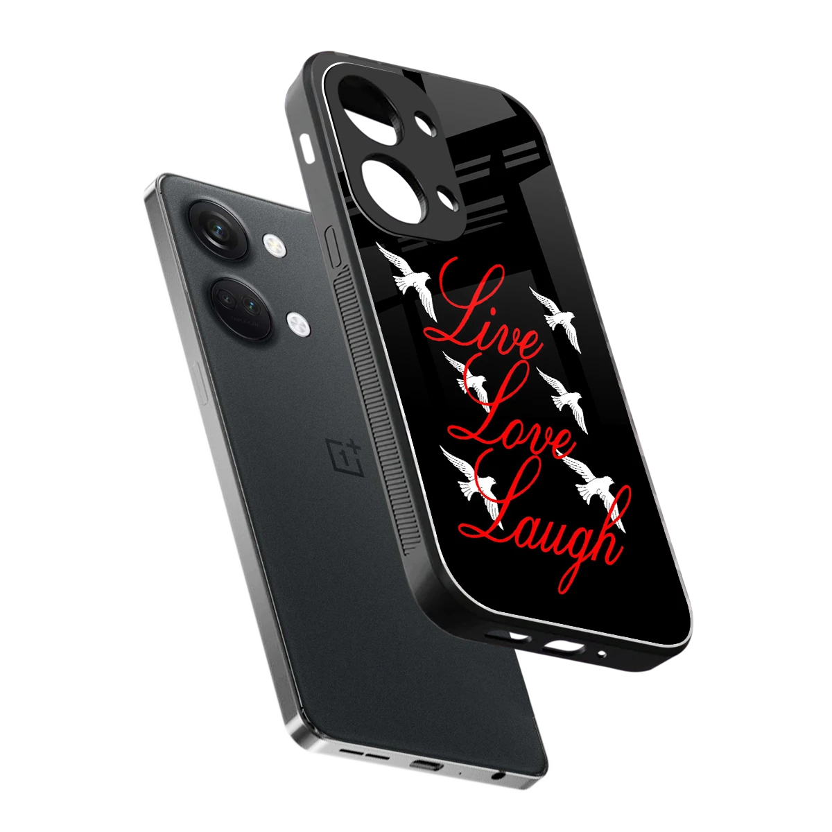 Live Love Laugh sleek oneplus nord 3 cover with tempered glass back and TPU edges