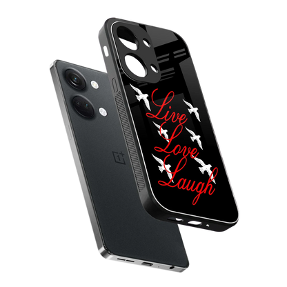 Live Love Laugh sleek oneplus nord 3 cover with tempered glass back and TPU edges