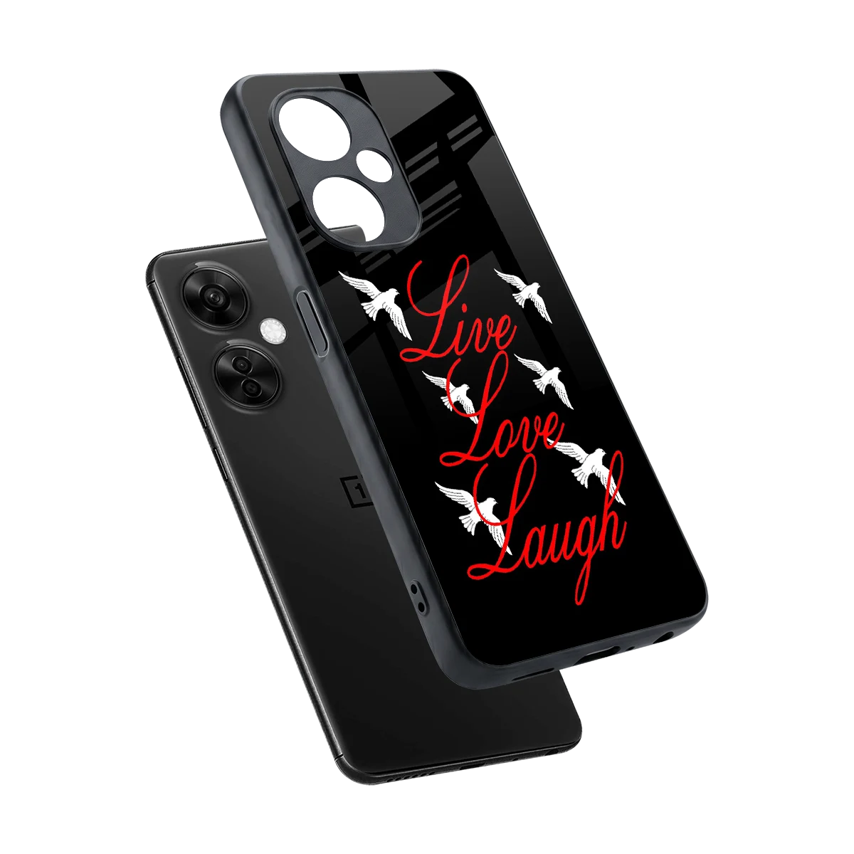 Live Love Laugh sleek oneplus nord ce 3 lite cover with tempered glass back and TPU edges