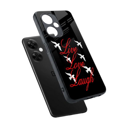 Live Love Laugh sleek oneplus nord ce 3 lite cover with tempered glass back and TPU edges