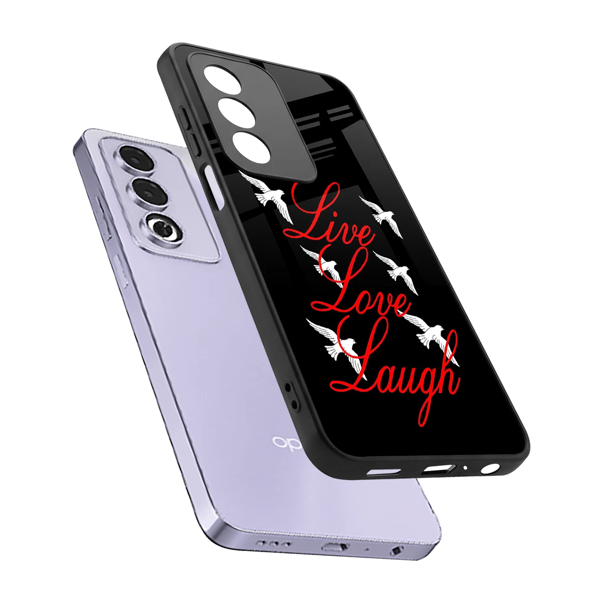 Live Love Laugh sleek oppo a3 pro cover with tempered glass back and TPU edges