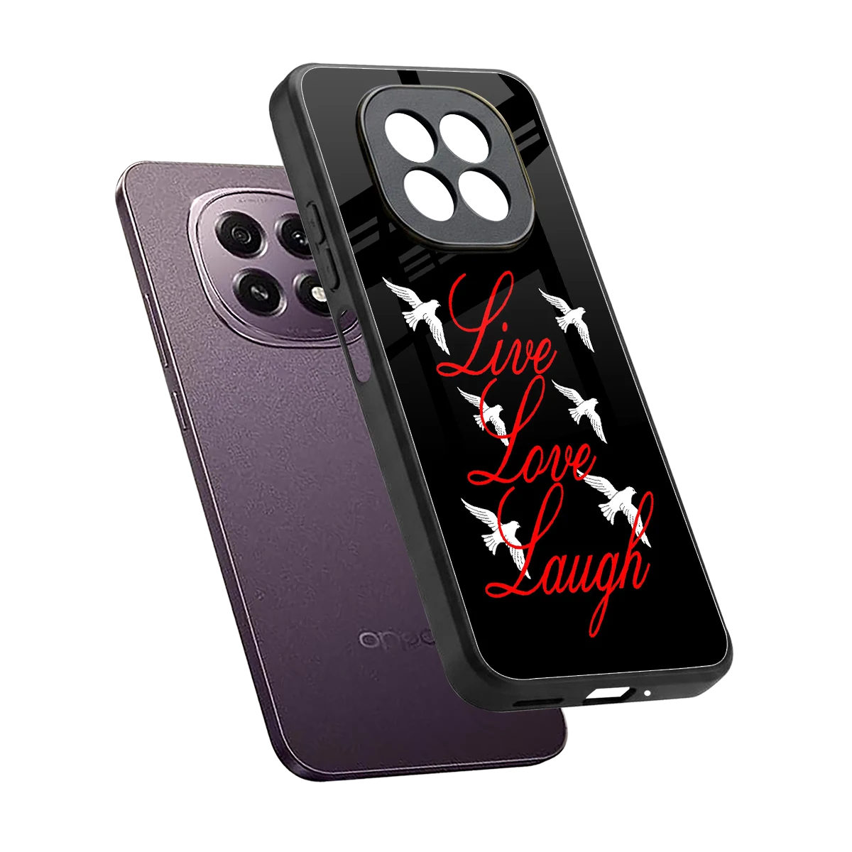 Live Love Laugh sleek oppo f29 5g cover with tempered glass back and TPU edges