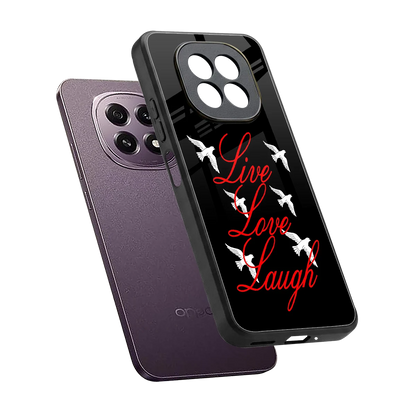 Live Love Laugh sleek oppo f29 5g cover with tempered glass back and TPU edges