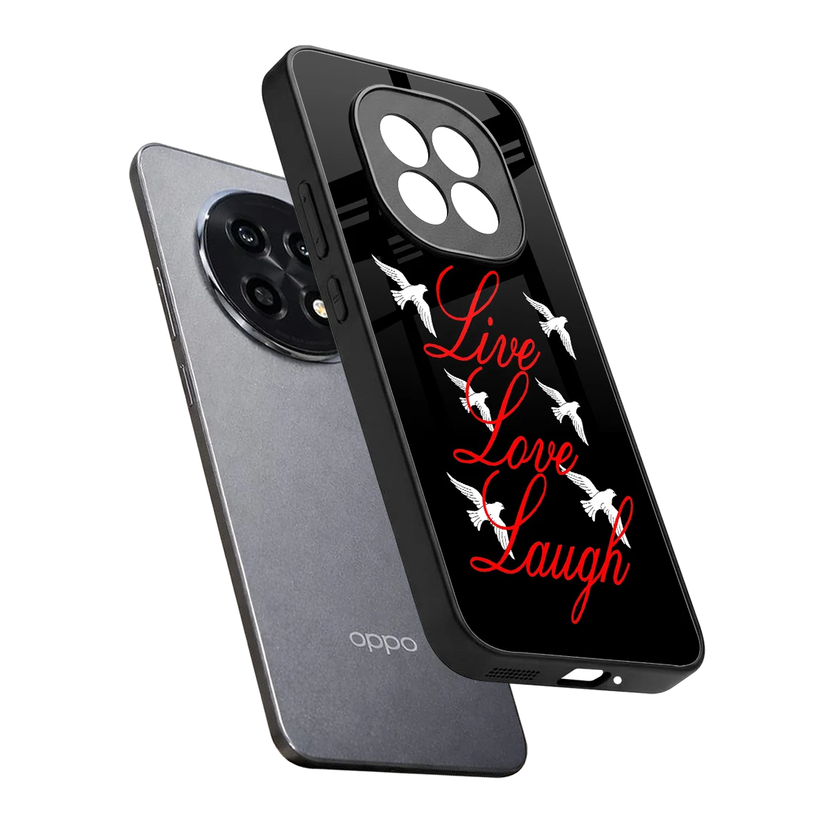 Live Love Laugh sleek oppo f29 pro 5g cover with tempered glass back and TPU edges