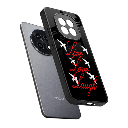 Live Love Laugh sleek oppo f29 pro 5g cover with tempered glass back and TPU edges