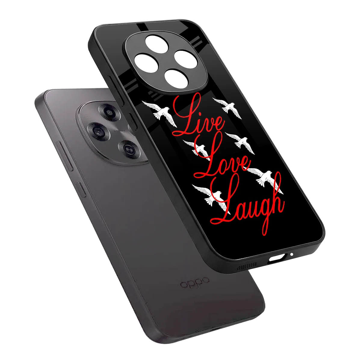 Live Love Laugh sleek oppo f31 pro 5g cover with tempered glass back and TPU edges
