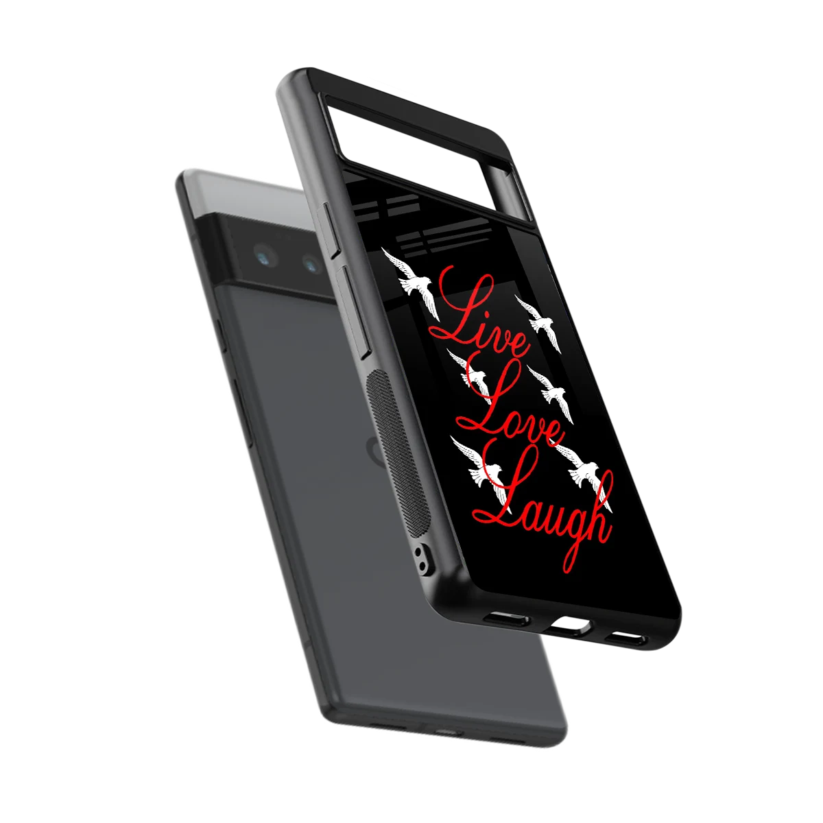 Live Love Laugh sleek google pixel 6 pro cover with tempered glass back and TPU edges