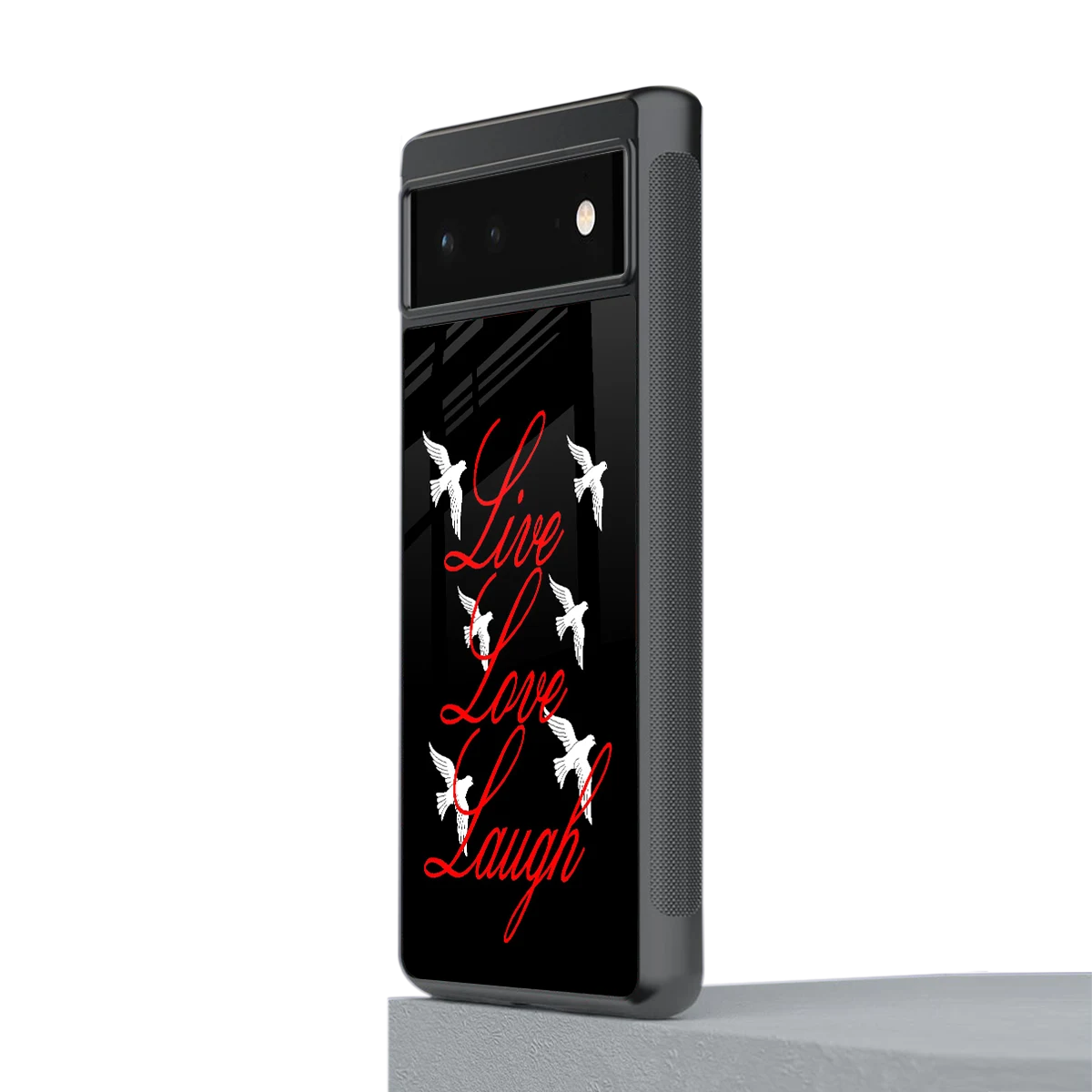 Live Love Laugh stylish phone case for google pixel 6a | glossy glass and slim fit