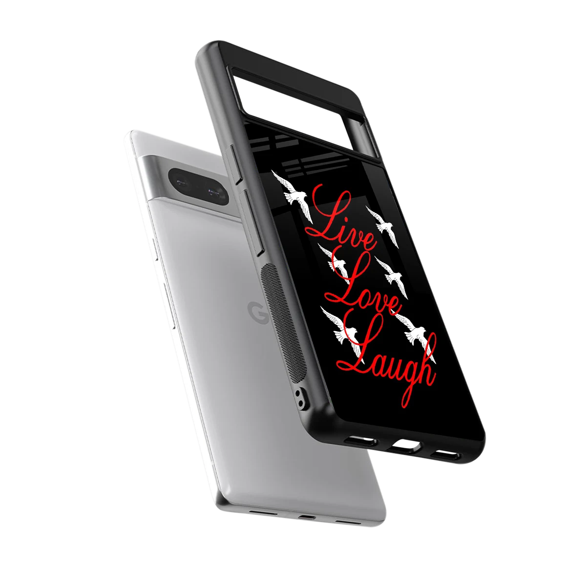 Live Love Laugh sleek google pixel 7a cover with tempered glass back and TPU edges