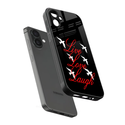 Live Love Laugh sleek samsung galaxy a06 5g cover with tempered glass back and TPU edges
