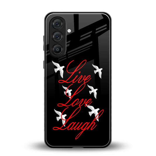 Live Love Laugh back phone cover | glass case for samsung galaxy m36 5g