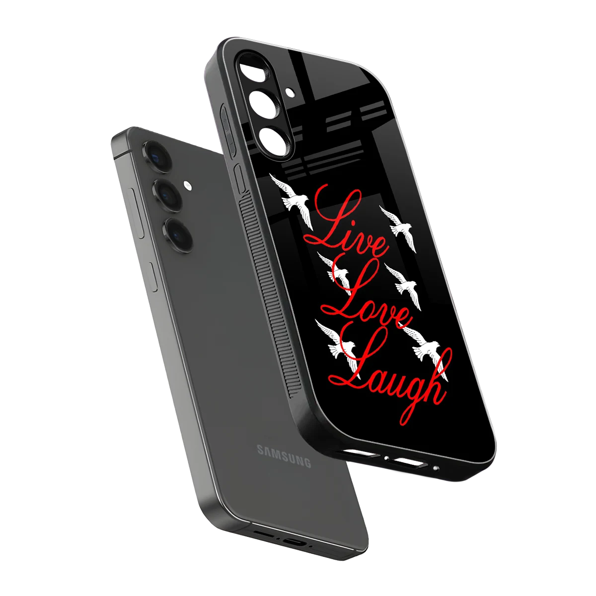 Live Love Laugh sleek samsung galaxy a55 5g cover with tempered glass back and TPU edges