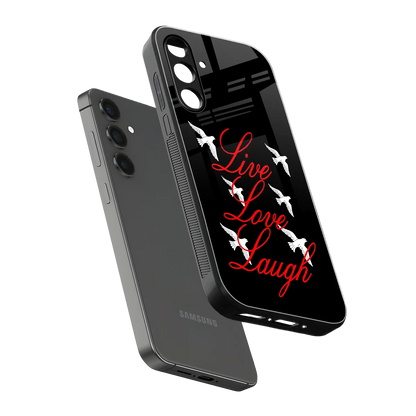 Live Love Laugh sleek samsung galaxy a55 5g cover with tempered glass back and TPU edges