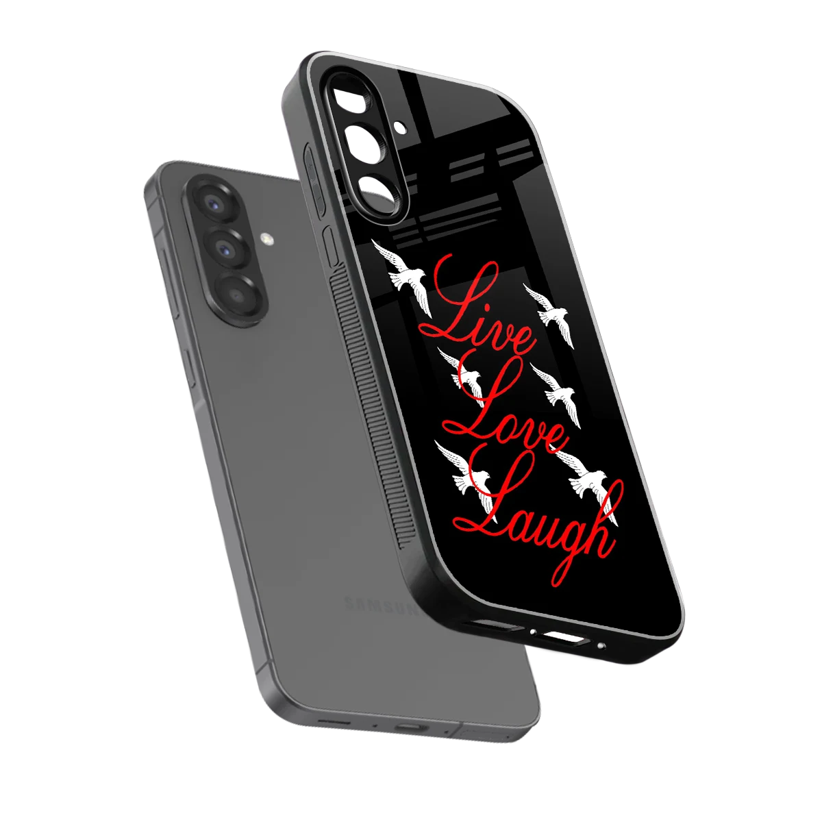 Live Love Laugh sleek samsung galaxy a37 5g cover with tempered glass back and TPU edges