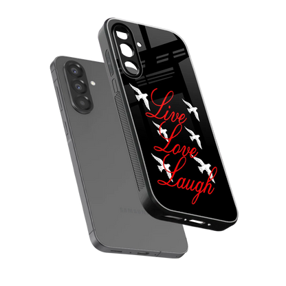 Live Love Laugh sleek samsung galaxy a37 5g cover with tempered glass back and TPU edges