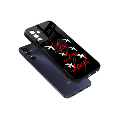 Live Love Laugh sleek samsung galaxy m14 5g cover with tempered glass back and TPU edges
