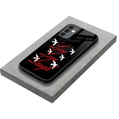 Live Love Laugh stylish phone case for samsung galaxy m14 5g | glossy glass and slim fit
