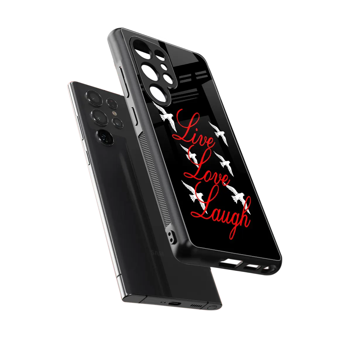 Live Love Laugh sleek samsung galaxy s25 ultra cover with tempered glass back and TPU edges