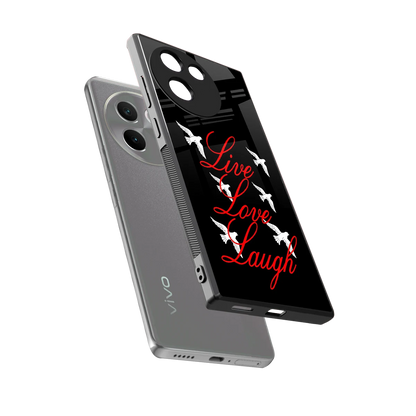 Live Love Laugh sleek vivo v30e cover with tempered glass back and TPU edges