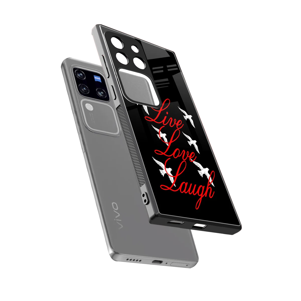Live Love Laugh sleekvivo v30 pro cover with tempered glass back and TPU edges