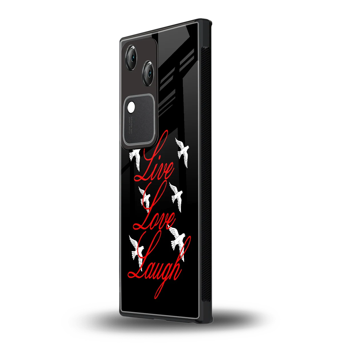 Live Love Laugh vivo v30 mobile cover | shockproof glass phone case