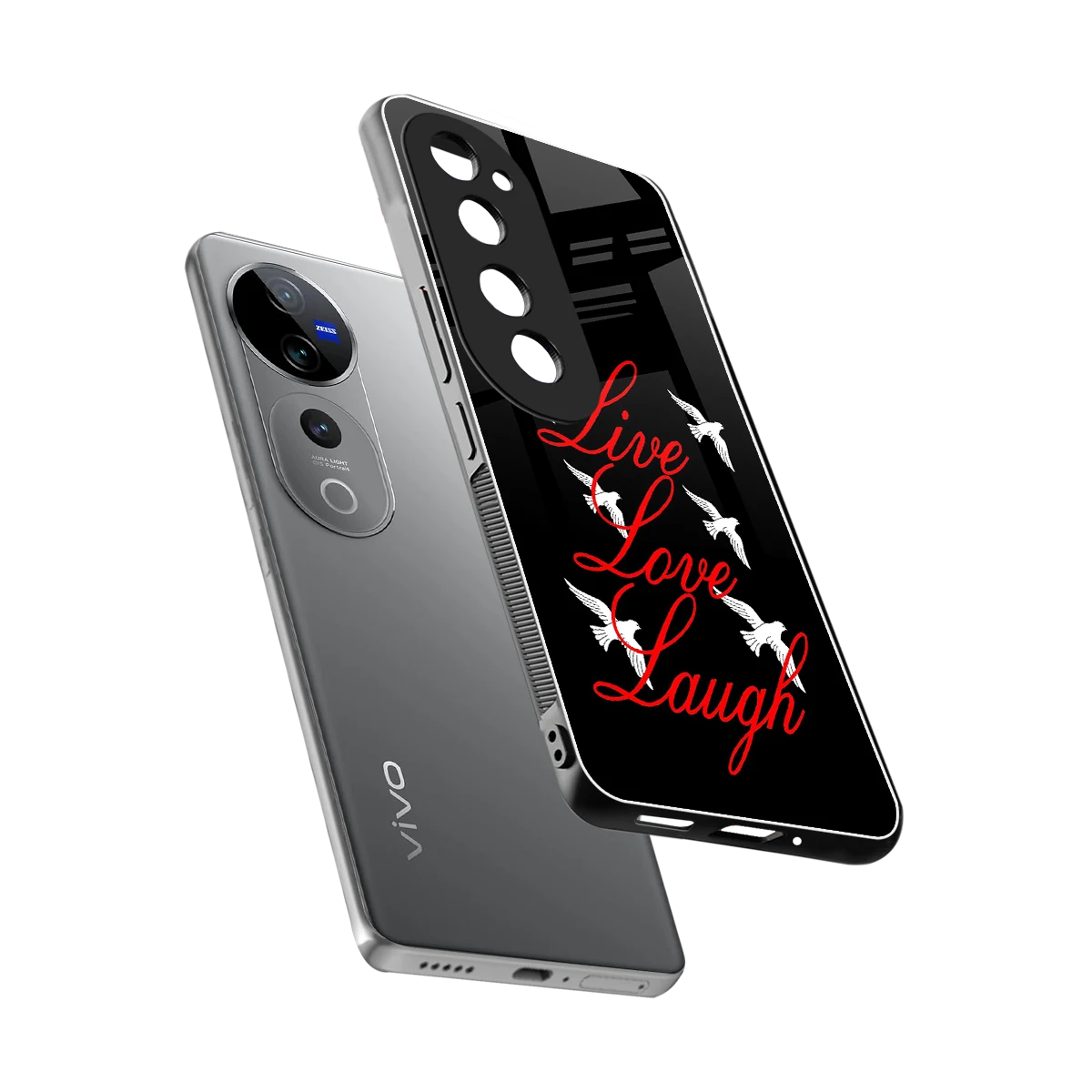 Live Love Laugh sleek vivo v40 pro cover with tempered glass back and TPU edges