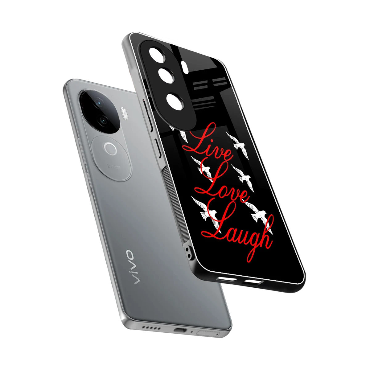 Live Love Laugh sleek vivo v40e cover with tempered glass back and TPU edges