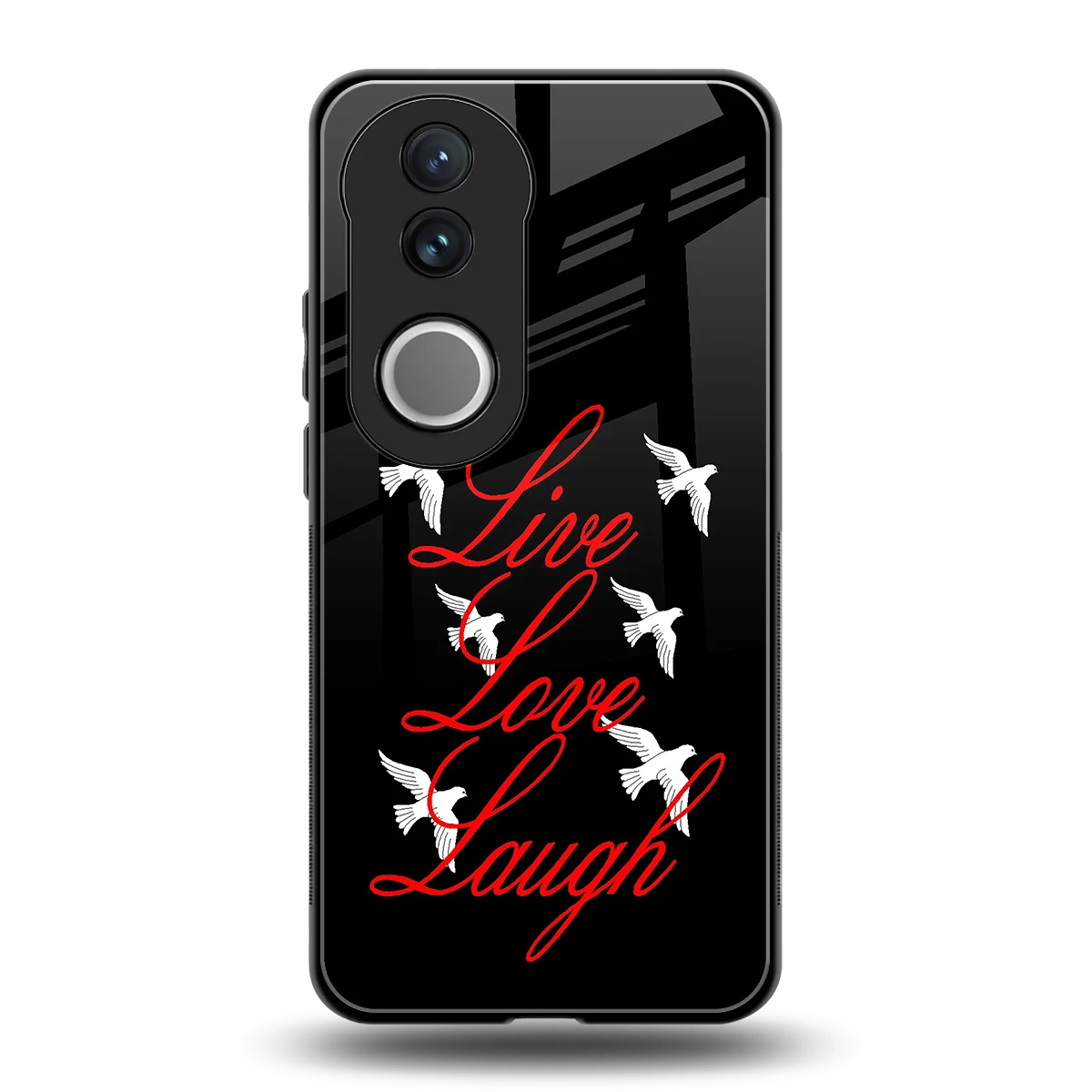 Live Love Laugh back phone cover | glass case for vivo v50
