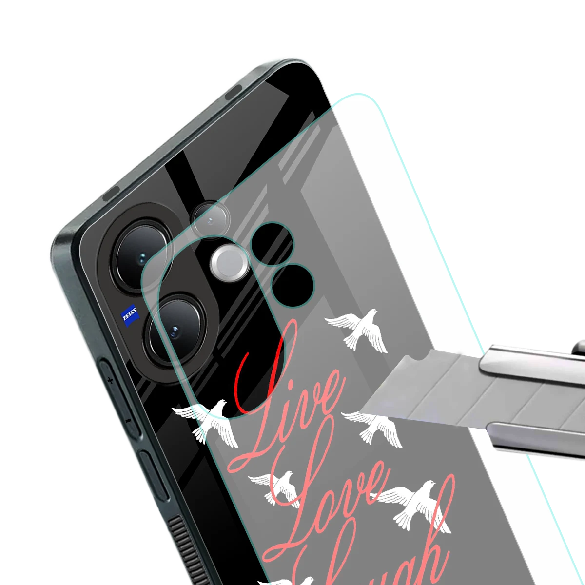 Live Love Laugh stylish phone case for vivo v60 | glossy glass and slim fit