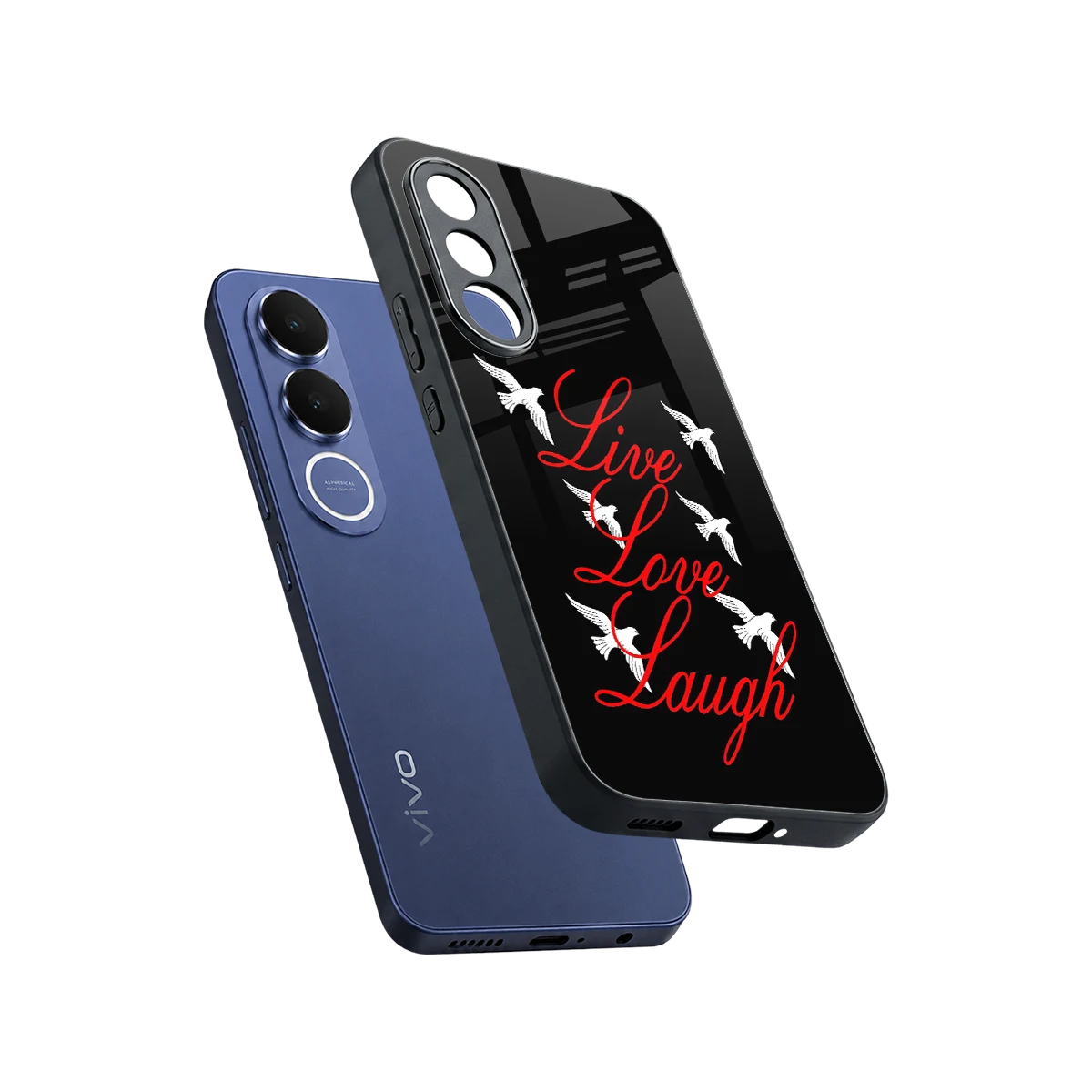 Live Love Laugh sleek vivo v70 fe cover with tempered glass back and TPU edges