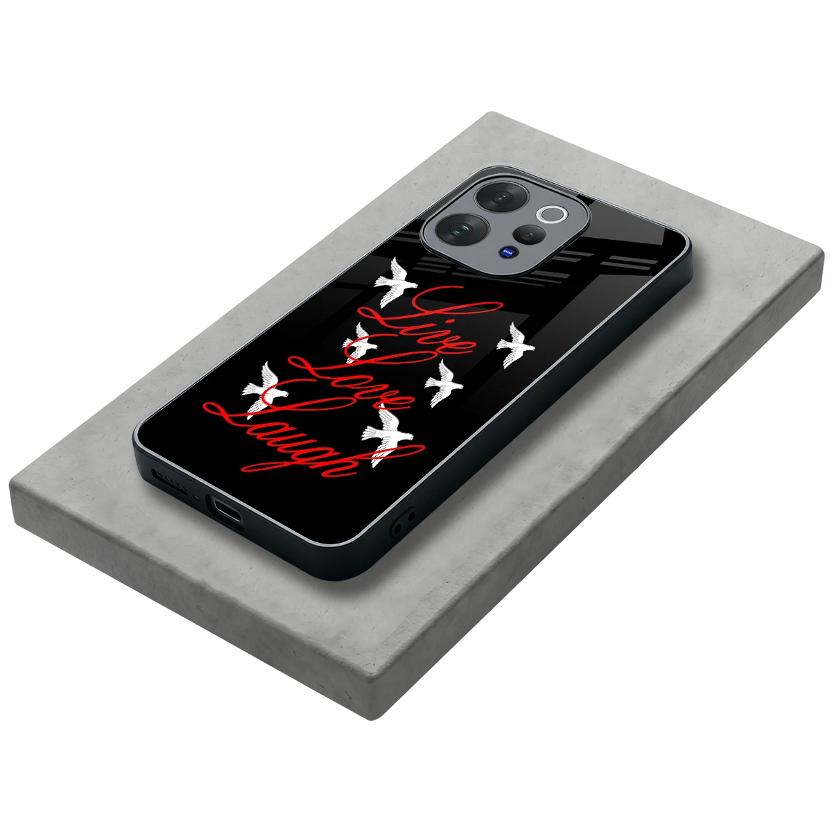 Live Love Laugh stylish phone case for vivo v70 | glossy glass and slim fit