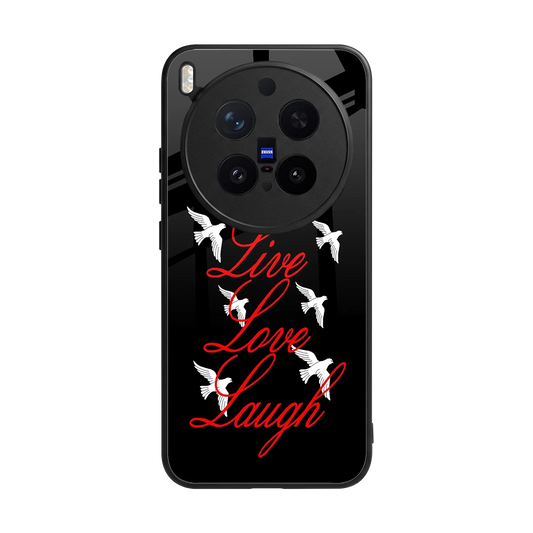 Live Love Laugh back phone cover | glass case for vivo x300 pro