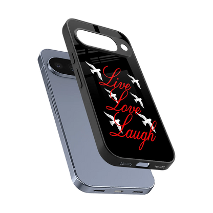 Live Love Laugh sleek google pixel 10 cover with tempered glass back and TPU edges